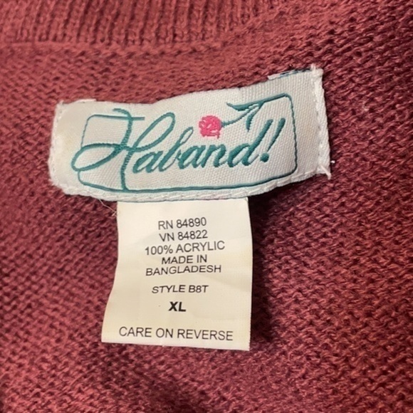 Haband sweaterbeaded VNeck holiday sweater b8T ugly Christmas acrylic Sz XL - Picture 3 of 6